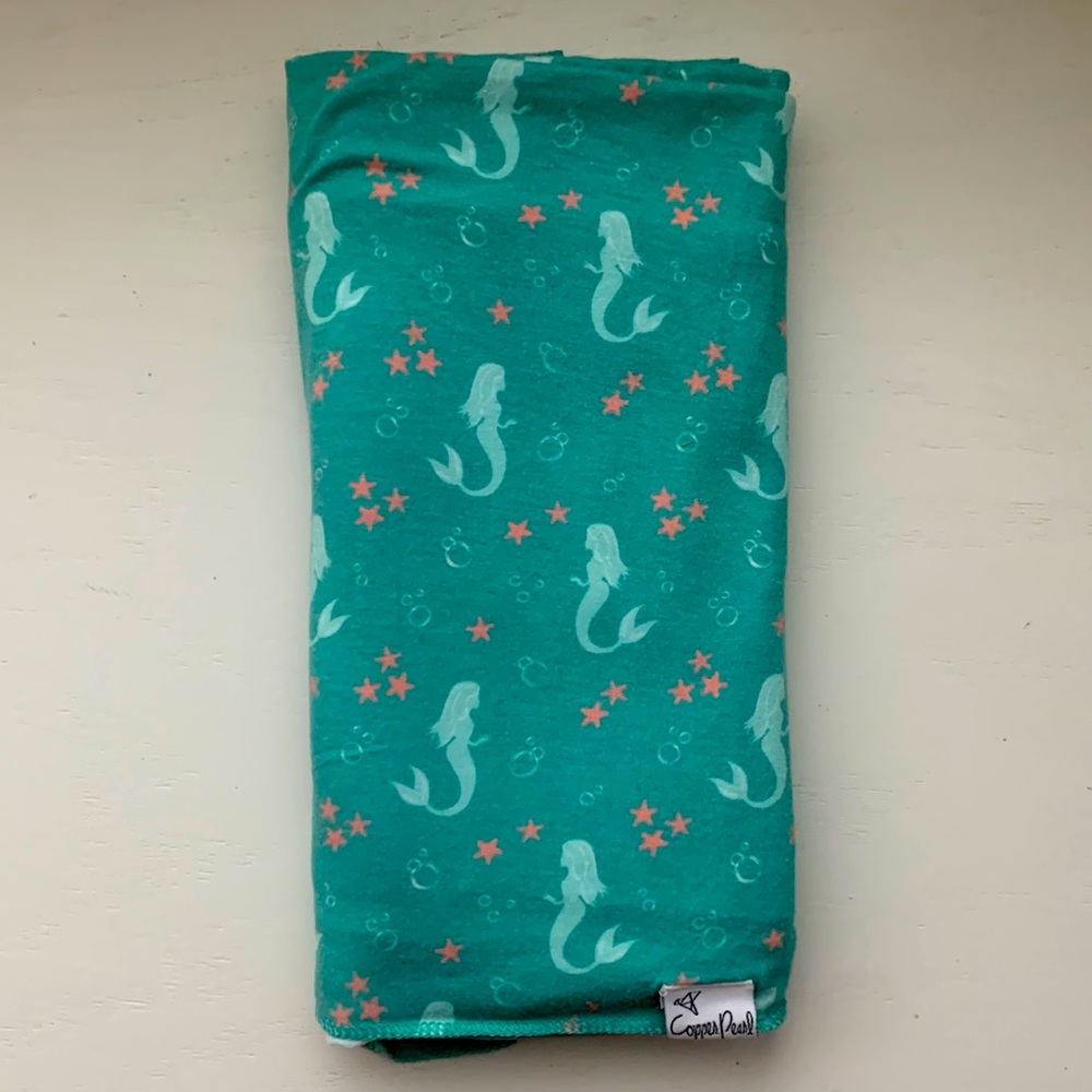 Copper Pearl swaddling blanket in Mermaid print